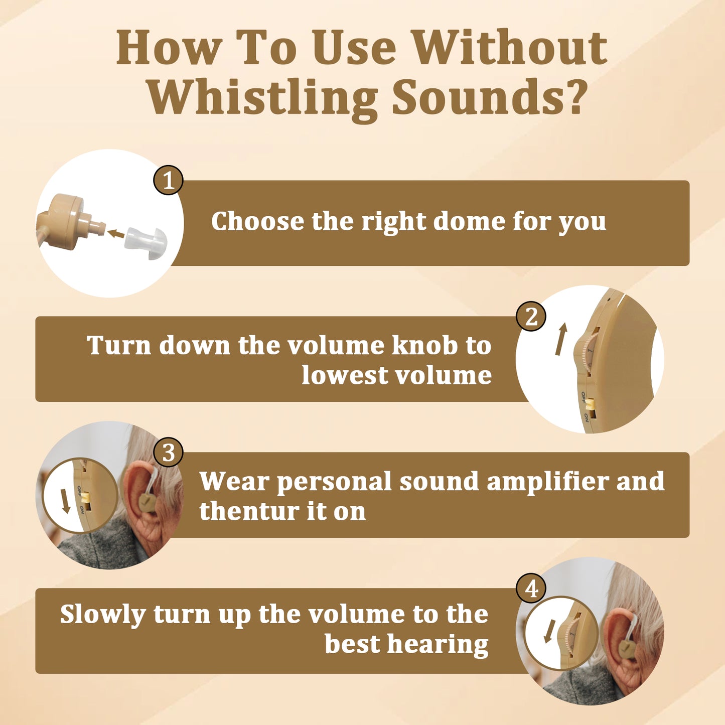 HIBRIQ HAP-20 Hearing Aids for Adults, Hearing Amplifiers with Replaceable Battery, Binaural (Beige)