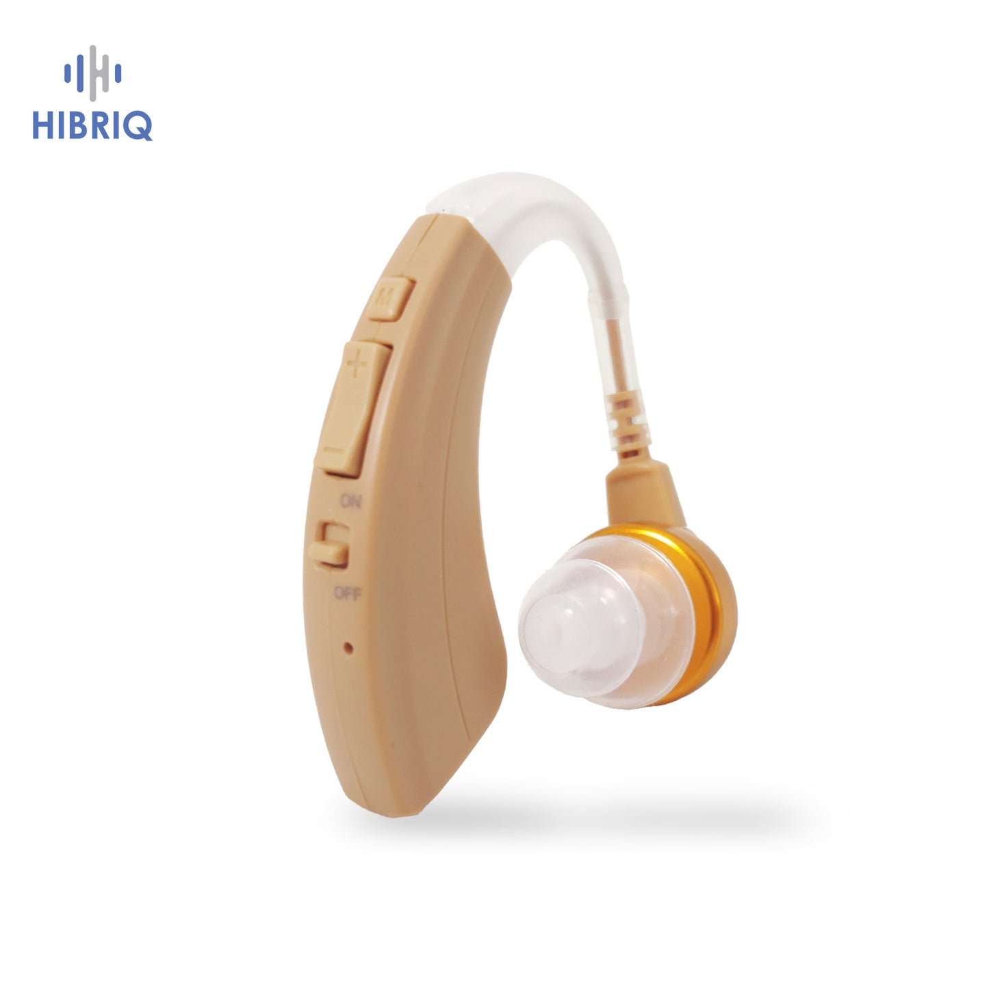 HIBRIQ VHP-1221 Single Hearing Aid, Intelligent Noise-Cancelling Sound Device with Multi-Level Volume Control & Frequency Adjustment, Rechargeable Design, Beige