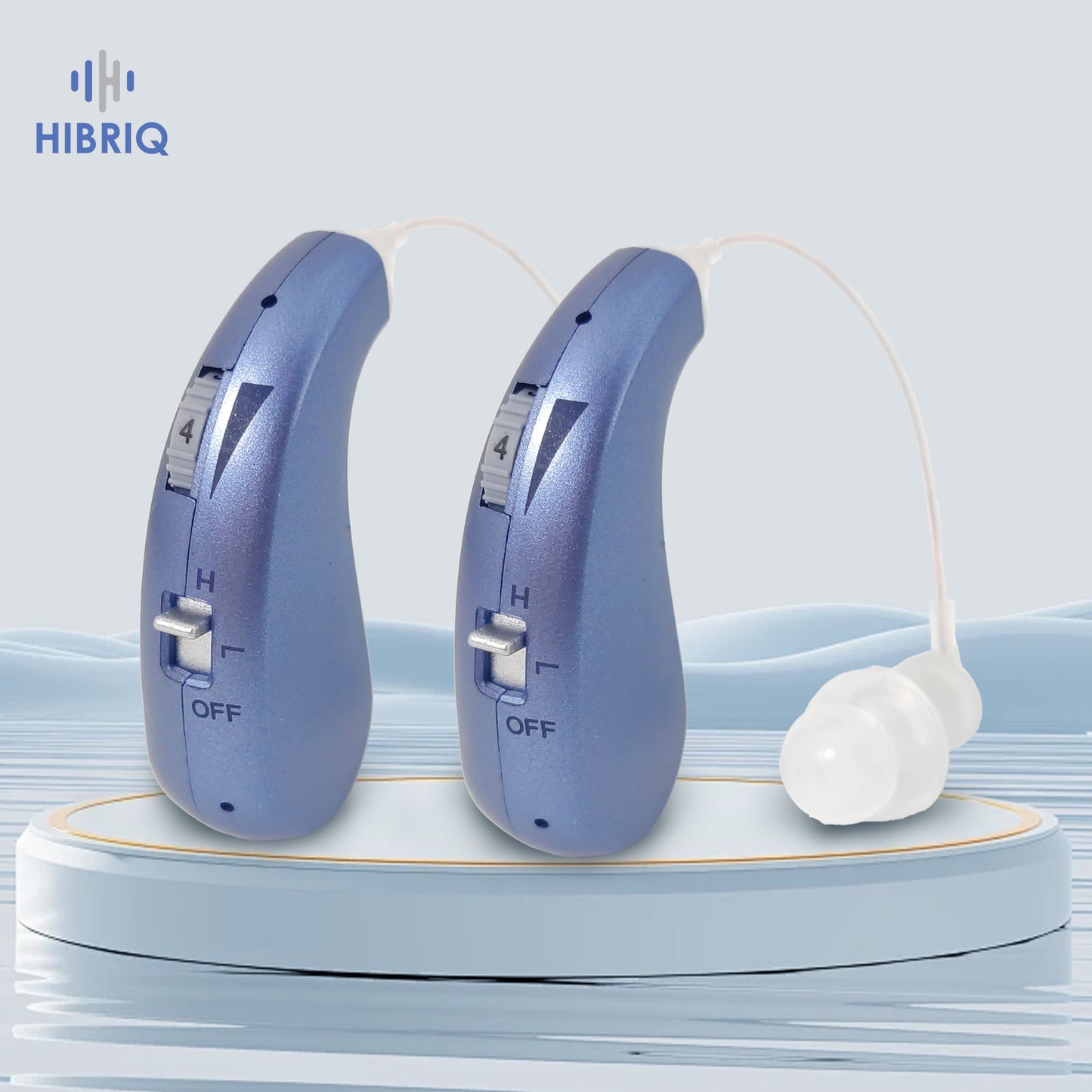 HIBRIQ VHP-1206 Binaural Rechargeable Hearing Aids, Adjustable Volume Sound Amplifiers to Improve Adult Auditory Experience, Blue.