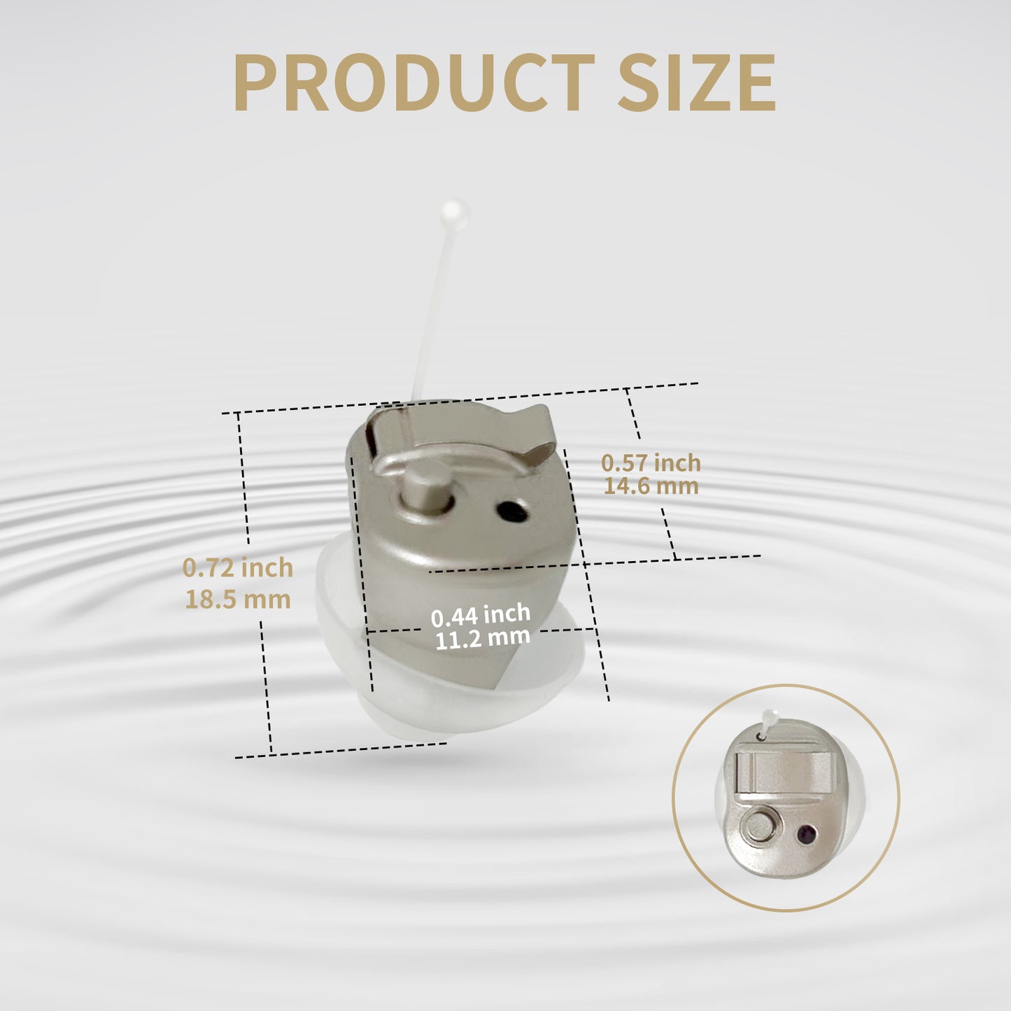 HIBRIQ VHP-603 Hearing Aids for Adults, Mini Invisible Hearing Amplifiers with Smart Noise Reduction, Binaural, Gold