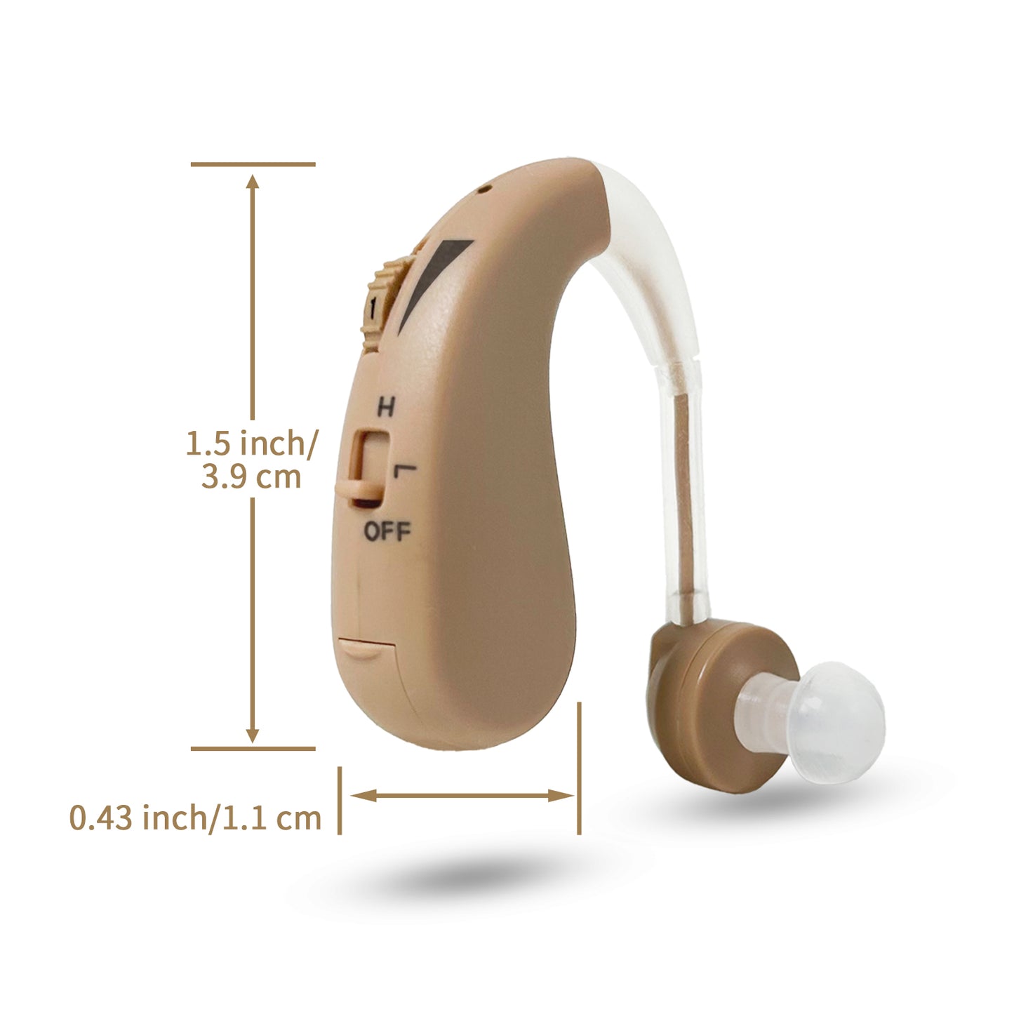 HIBRIQ HAP-20T Hearing Aid for Adults, Hearing Amplifier with Replaceable Battery, Single (Beige)