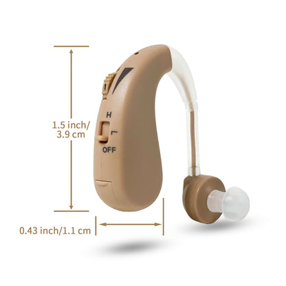 HIBRIQ HAP-20T Hearing Aid for Adults, Hearing Amplifier with Replaceable Battery, Single (Beige)