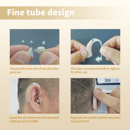 HIBRIQ VHP-1222 Advanced Hearing Aids for Adults, Rechargeable Hearing Amplifiers with Intelligent Noise Reduction, Adjustable Volume & Mode, Lightweight and Comfortable Design, Gold, Binaural