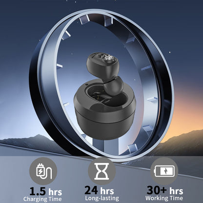 HIBRIQ VHP-1607 Hearing Aids, Rechargeable Hearing Amplifiers with Portable Charging Case, Single (Black)