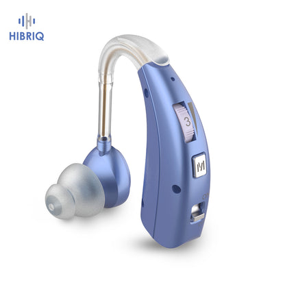 HIBRIQ VHP-1303 Hearing Aid for Adults: 2 Frequency Modes, Rechargeable Hearing Amplifier, Noise-Cancelling Sound Device with Adjustable Volume Controls, Single, Blue