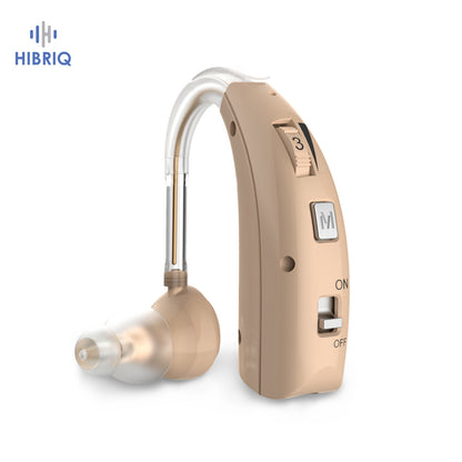 HIBRIQ VHP-1303 Hearing Aid for Adults: 2 Frequency Modes, Rechargeable Hearing Amplifier, Noise-Cancelling Sound Device with Adjustable Volume Controls, Single, Beige
