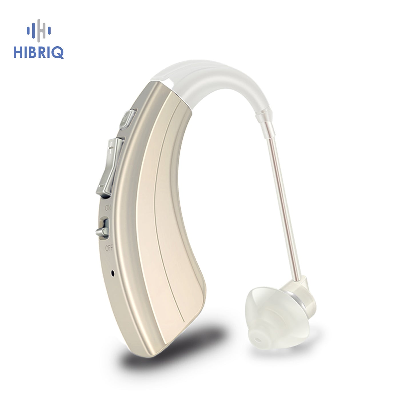 HIBRIQ VHP-1222 Advanced Hearing Aid for Adults, Rechargeable Hearing Amplifier with Intelligent Noise Reduction, Adjustable Volume & Mode, Gold, Single