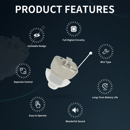 HIBRIQ VHP-603 Hearing Aids for Adults, Mini Invisible Hearing Amplifiers with Smart Noise Reduction, Binaural, Gold