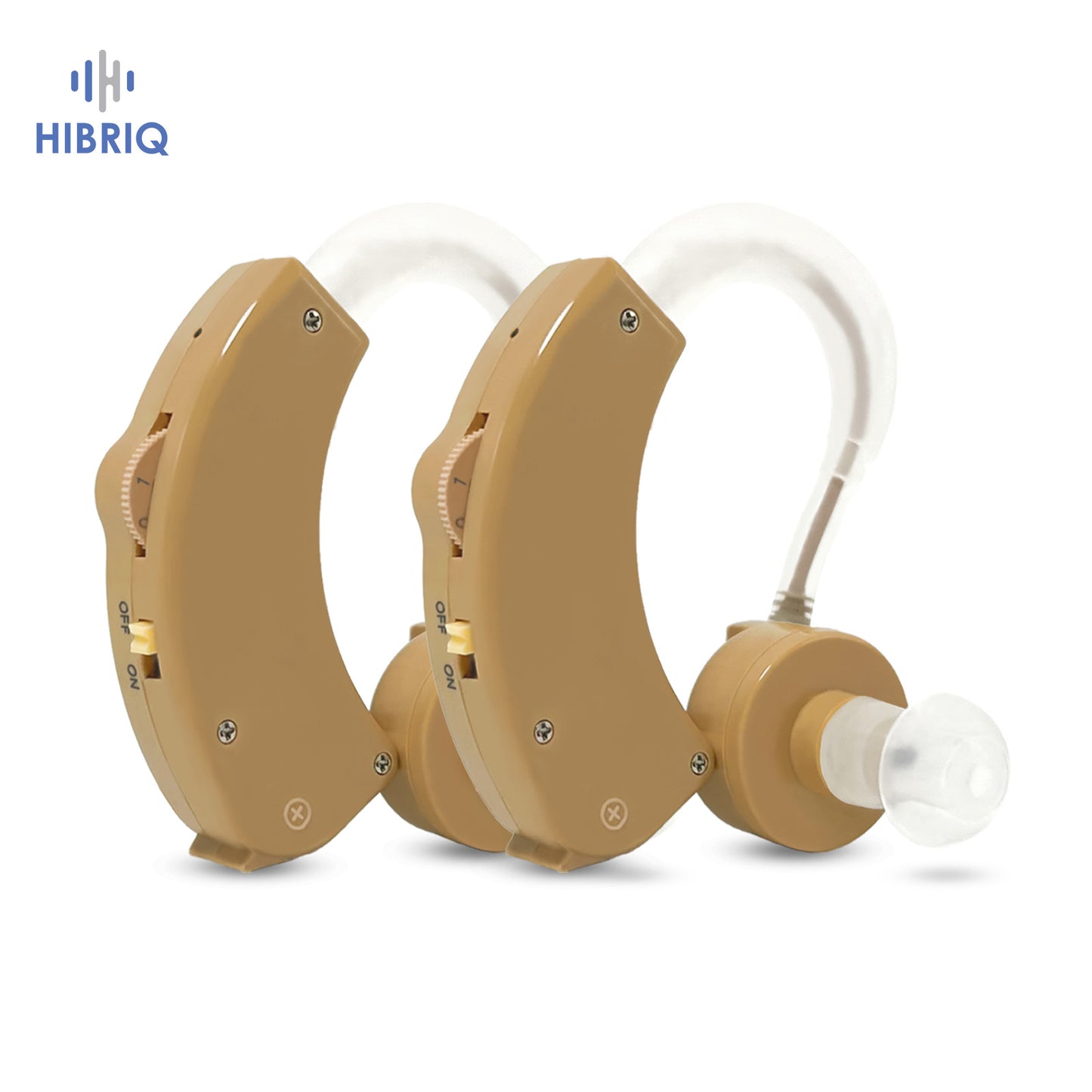 HIBRIQ HAP-20 Hearing Aids for Adults, Hearing Amplifiers with Replaceable Battery, Binaural (Beige)