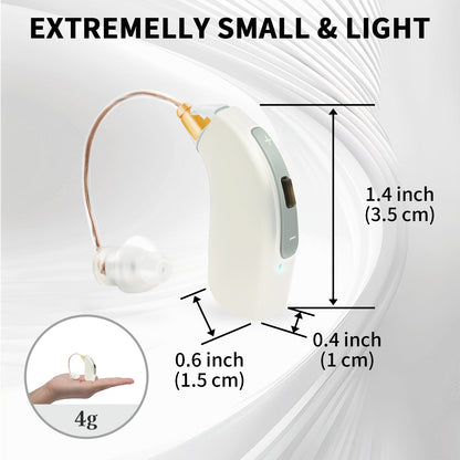 HIBRIQ VHP-1804 Hearing Aids, 32-Channel 4-Mode Sound Devices with Noise-Cancelling, Adjustable Volume Hearing Amplifiers for Seniors, Portable Charging Case Included, White