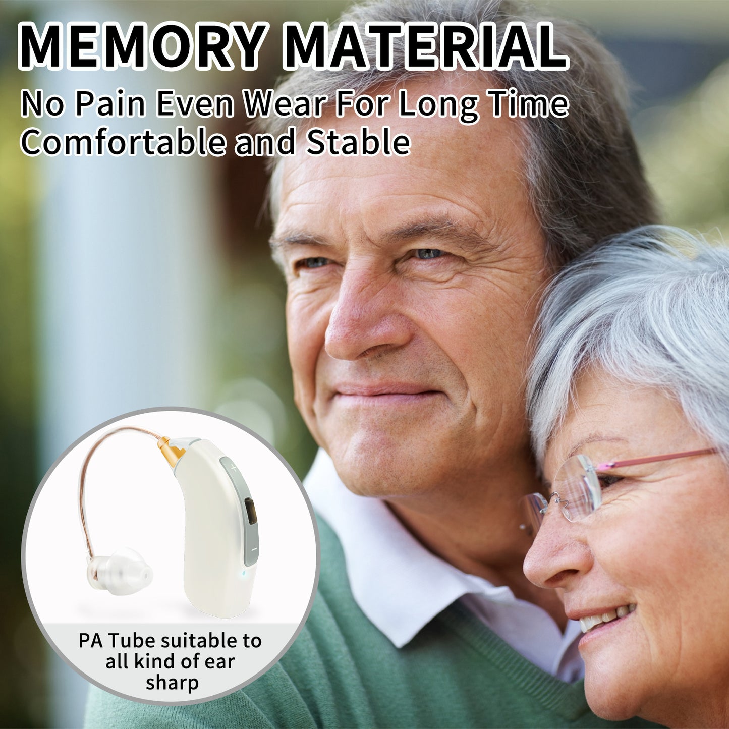 HIBRIQ VHP-1804 Hearing Aids, 32-Channel 4-Mode Sound Devices with Noise-Cancelling, Adjustable Volume Hearing Amplifiers for Seniors, Portable Charging Case Included, White