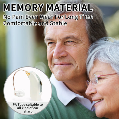 HIBRIQ VHP-1804 Hearing Aids, 32-Channel 4-Mode Sound Devices with Noise-Cancelling, Adjustable Volume Hearing Amplifiers for Seniors, Portable Charging Case Included, White