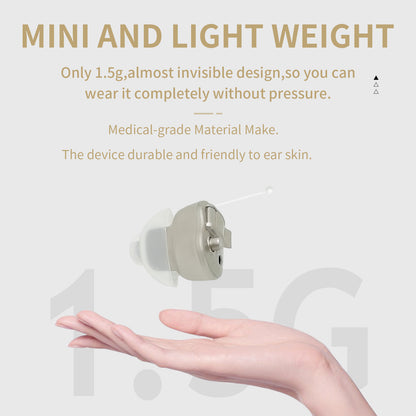 HIBRIQ VHP-603 Hearing Aids for Adults, Mini Invisible Hearing Amplifiers with Smart Noise Reduction, Binaural, Gold