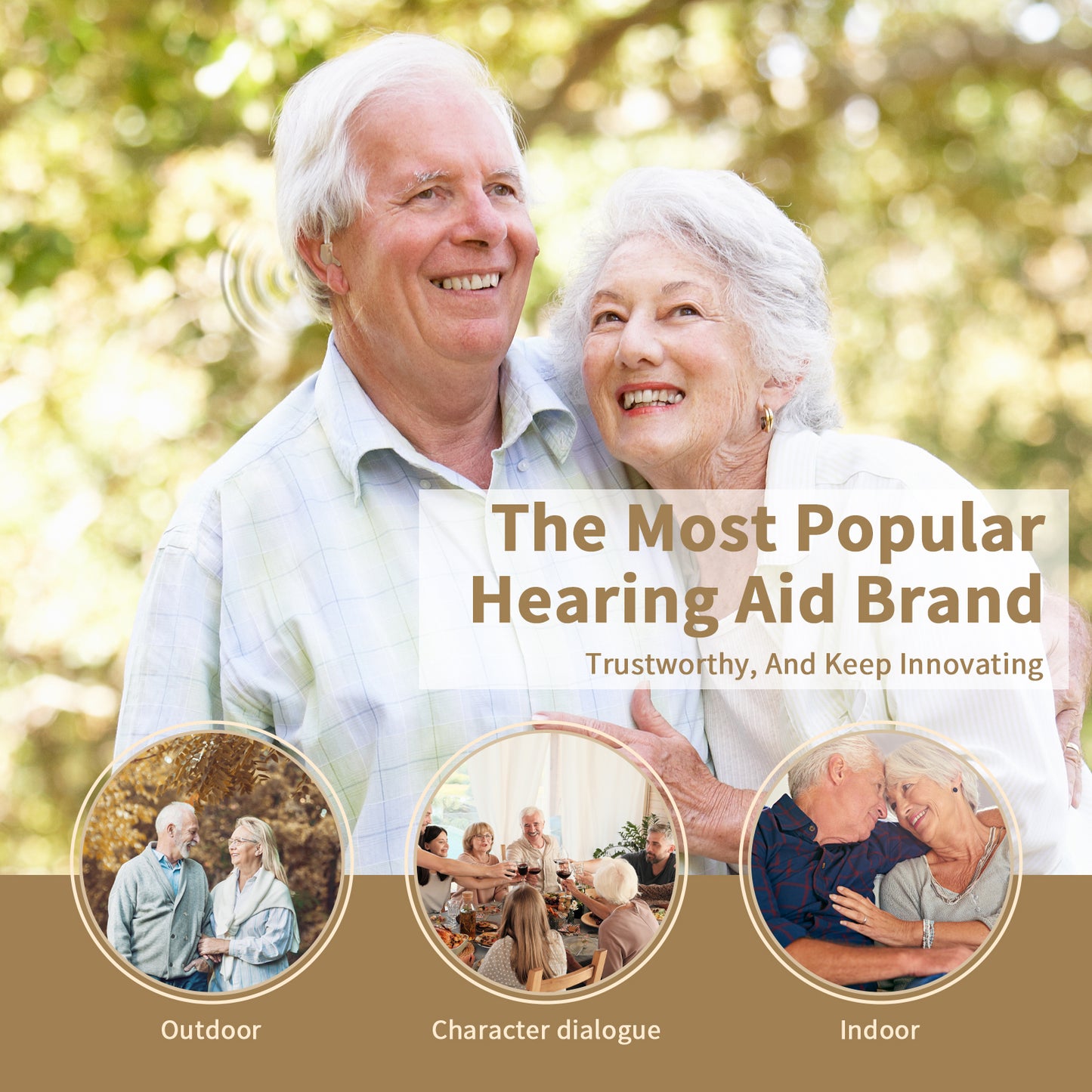 HIBRIQ HAP-20T Hearing Aids for Adults, Hearing Amplifiers with Replaceable Battery, Binaural (Beige)