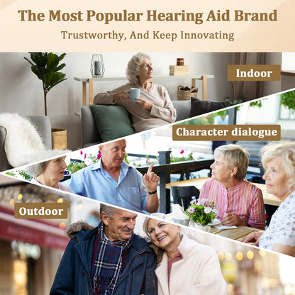 HIBRIQ HAP-20 Hearing Aids for Adults, Hearing Amplifiers with Replaceable Battery, Binaural (Beige)