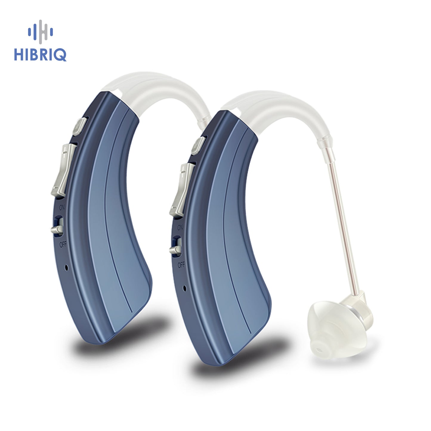 HIBRIQ VHP-1222 Advanced Hearing Aids for Adults, Rechargeable Hearing Amplifiers with Intelligent Noise Reduction, Adjustable Volume & Mode, Lightweight and Comfortable Design, Blue, Binaural