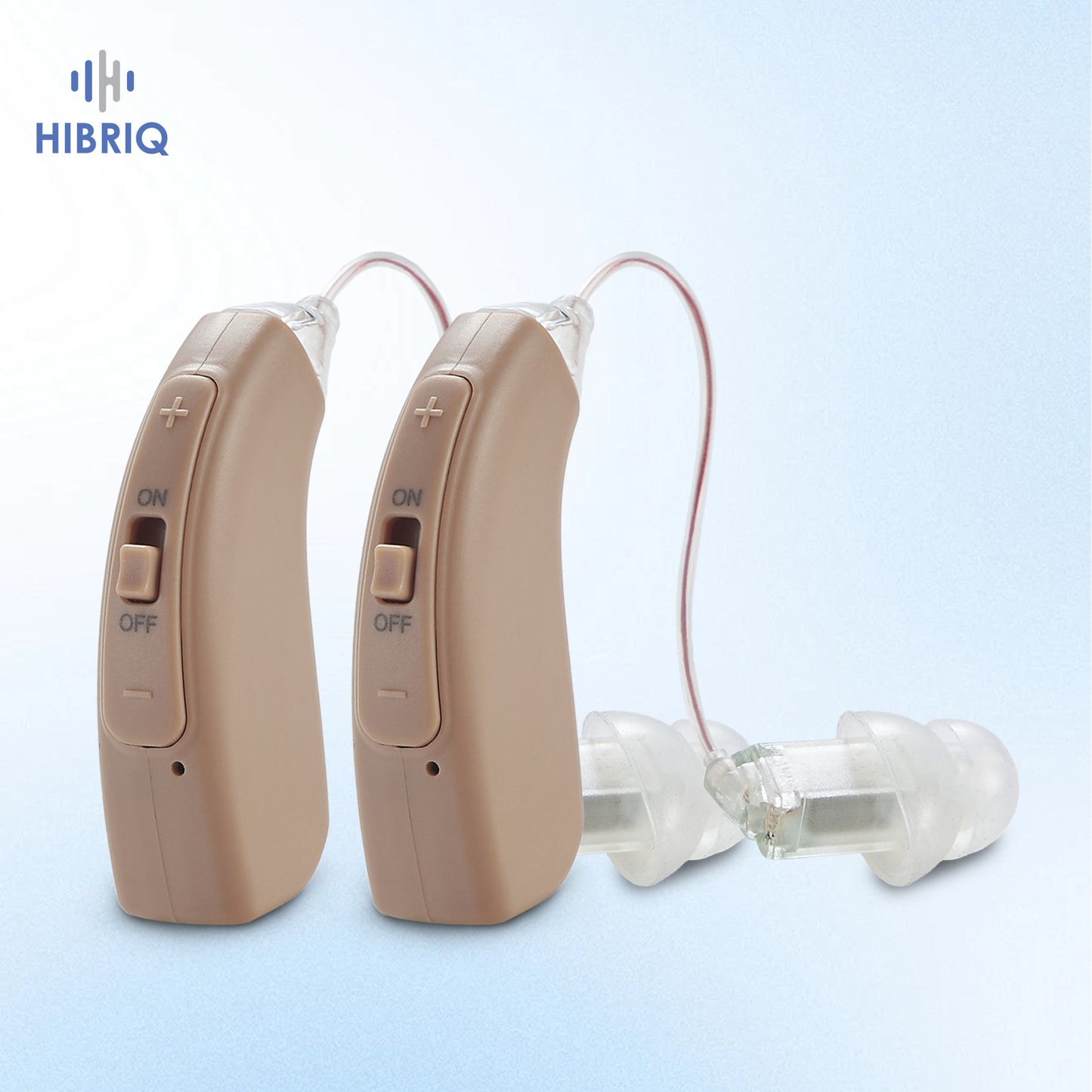 HIBRIQ VHP-1704 Binaural Hearing Aids, Rechargeable Hearing Amplifiers for Adults, Sound Devices with Comfortable Fit, Adjustable Volume, Beige
