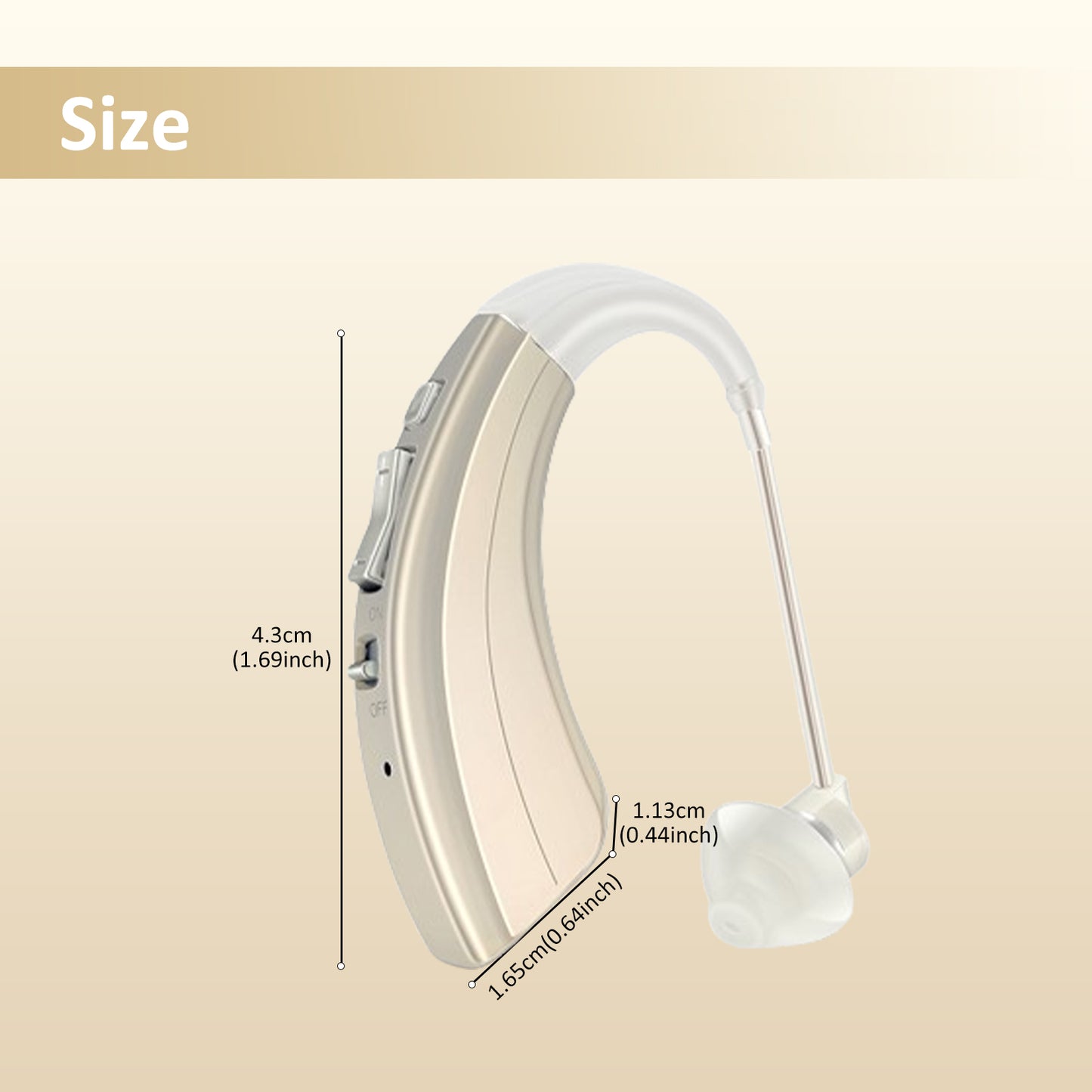 HIBRIQ VHP-1222 Advanced Hearing Aids for Adults, Rechargeable Hearing Amplifiers with Intelligent Noise Reduction, Adjustable Volume & Mode, Lightweight and Comfortable Design, Gold, Binaural